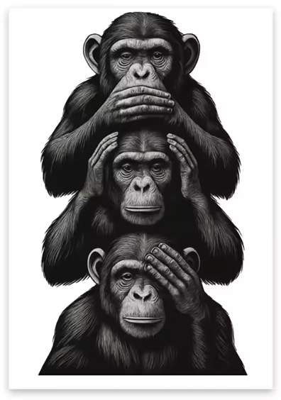 Premium Wall Art - 3 Wise Monkeys (Multiple Sizes Available)