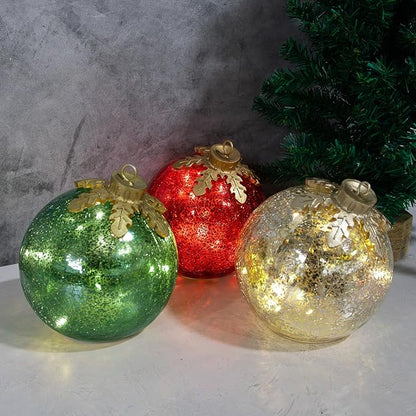 Illuminated Christmas Table Decorations - Pre-Lit Glass Ornament Set of 3 [Take more for less]