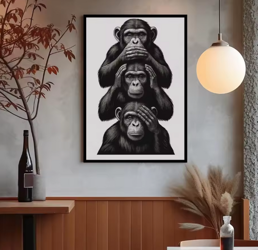 Premium Wall Art - 3 Wise Monkeys (Multiple Sizes Available)