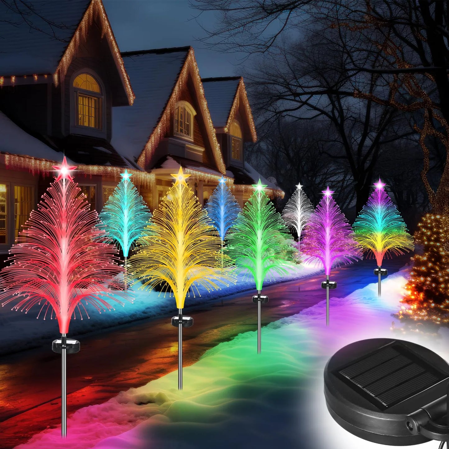 🎄7 Color Changing Solar Christmas Trees Lights