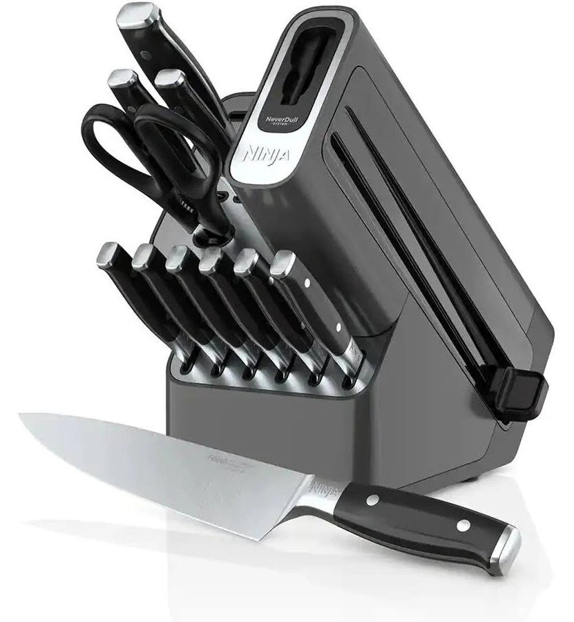 Ninja K32012 Knife Set with Built-in Sharpener and Benchtop Block, 12 Pieces, Black