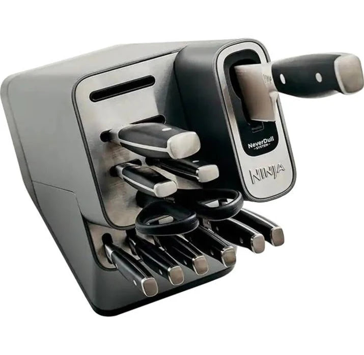 Ninja K32012 Knife Set with Built-in Sharpener and Benchtop Block, 12 Pieces, Black